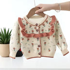Kids Autumn flowers lined knitted cardigan