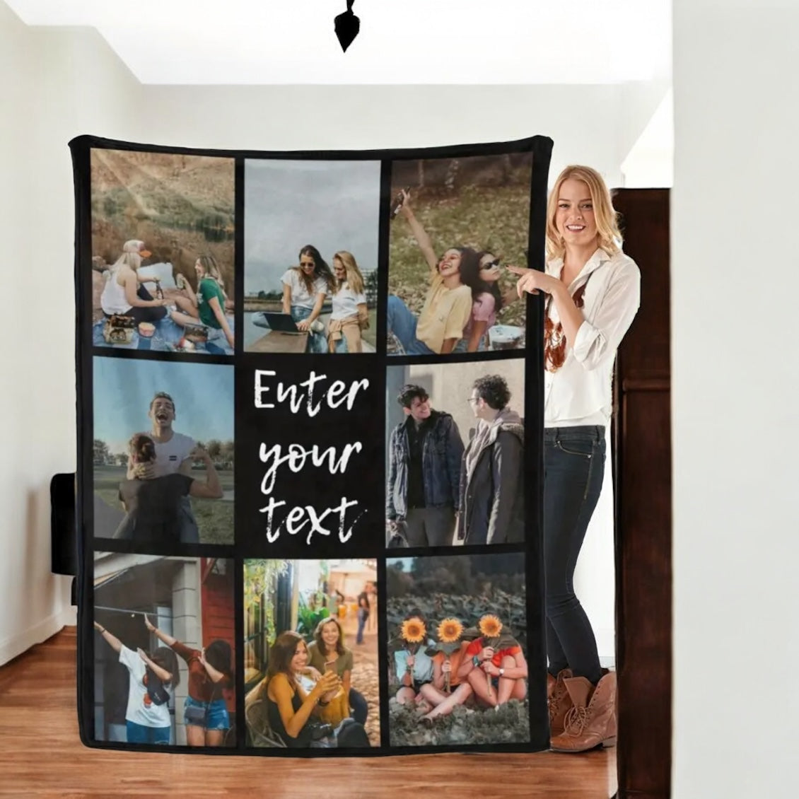 8 Photo and wording college blanket