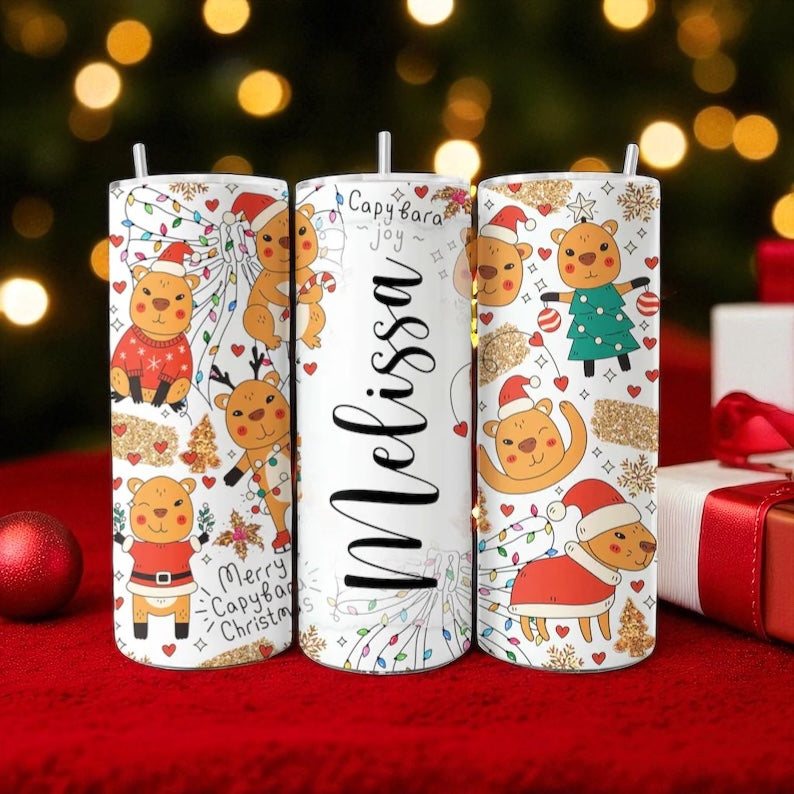 Personalised Christmas capybara tumbler  20oz