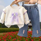 Bow sweatshirt and jeans set
