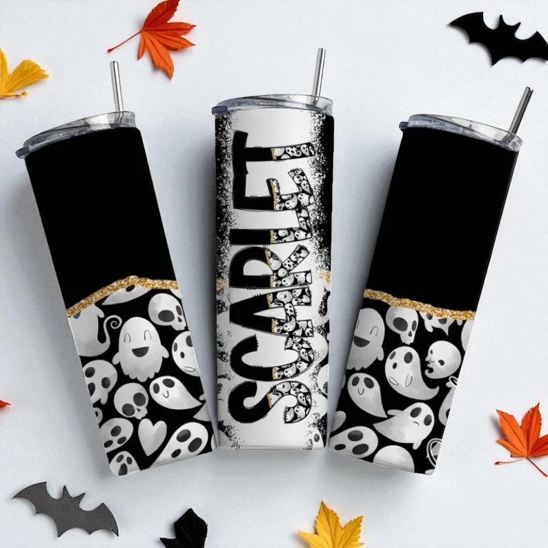 personalised black/white ghost tumbler