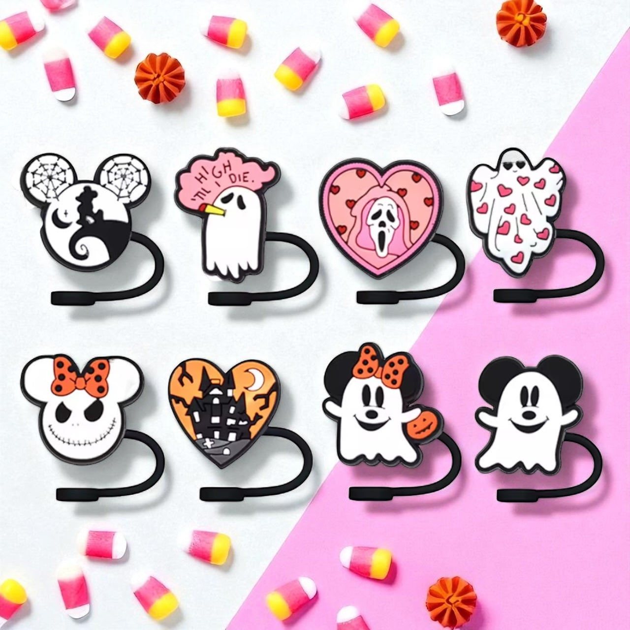 Halloween style straw toppers