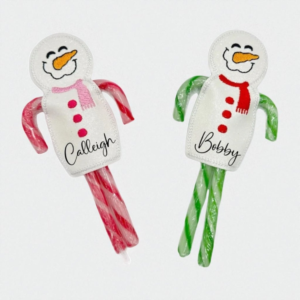 Handmade snowmen feltie candy cane holder personalised (Copy)