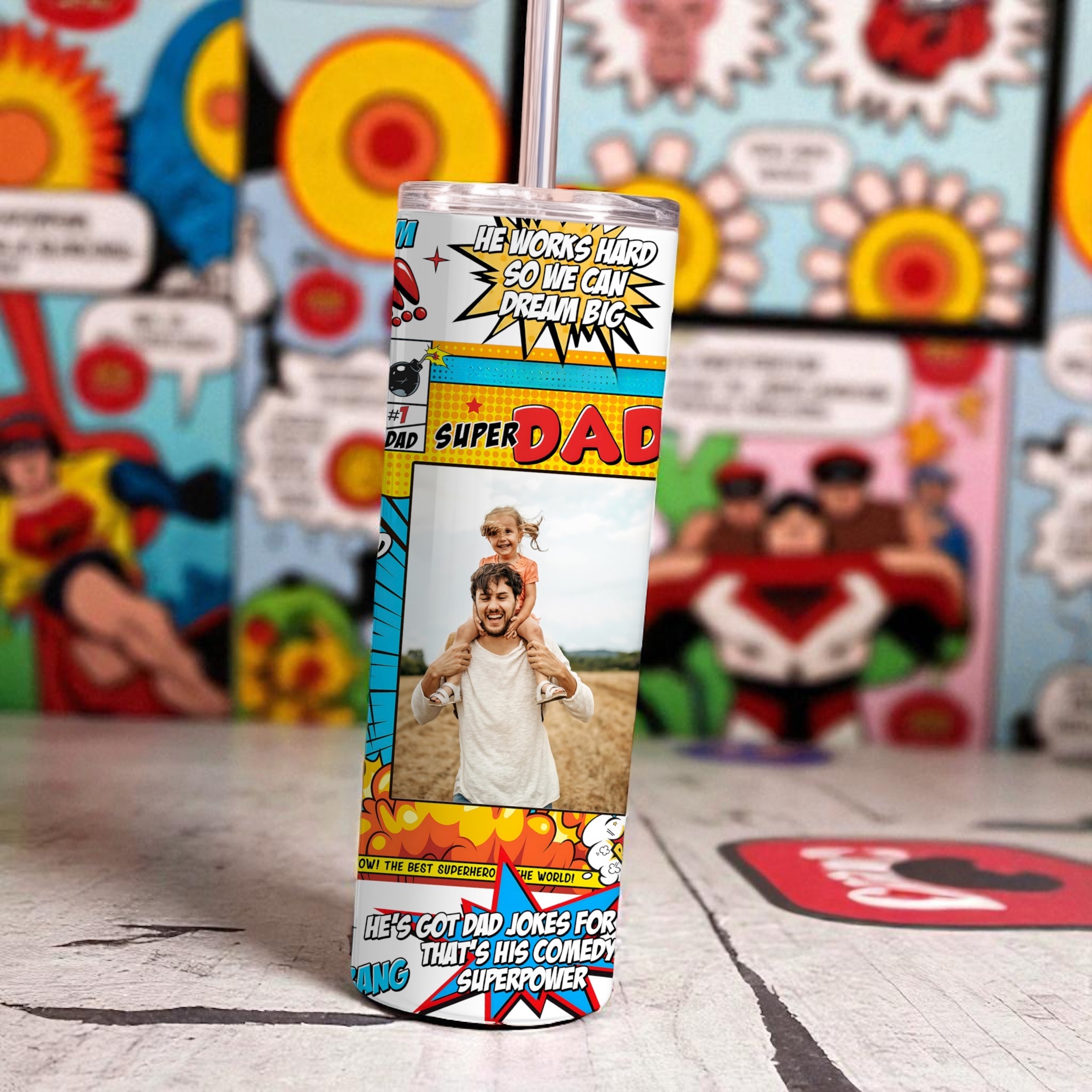 Super dad photo tumbler 20oz