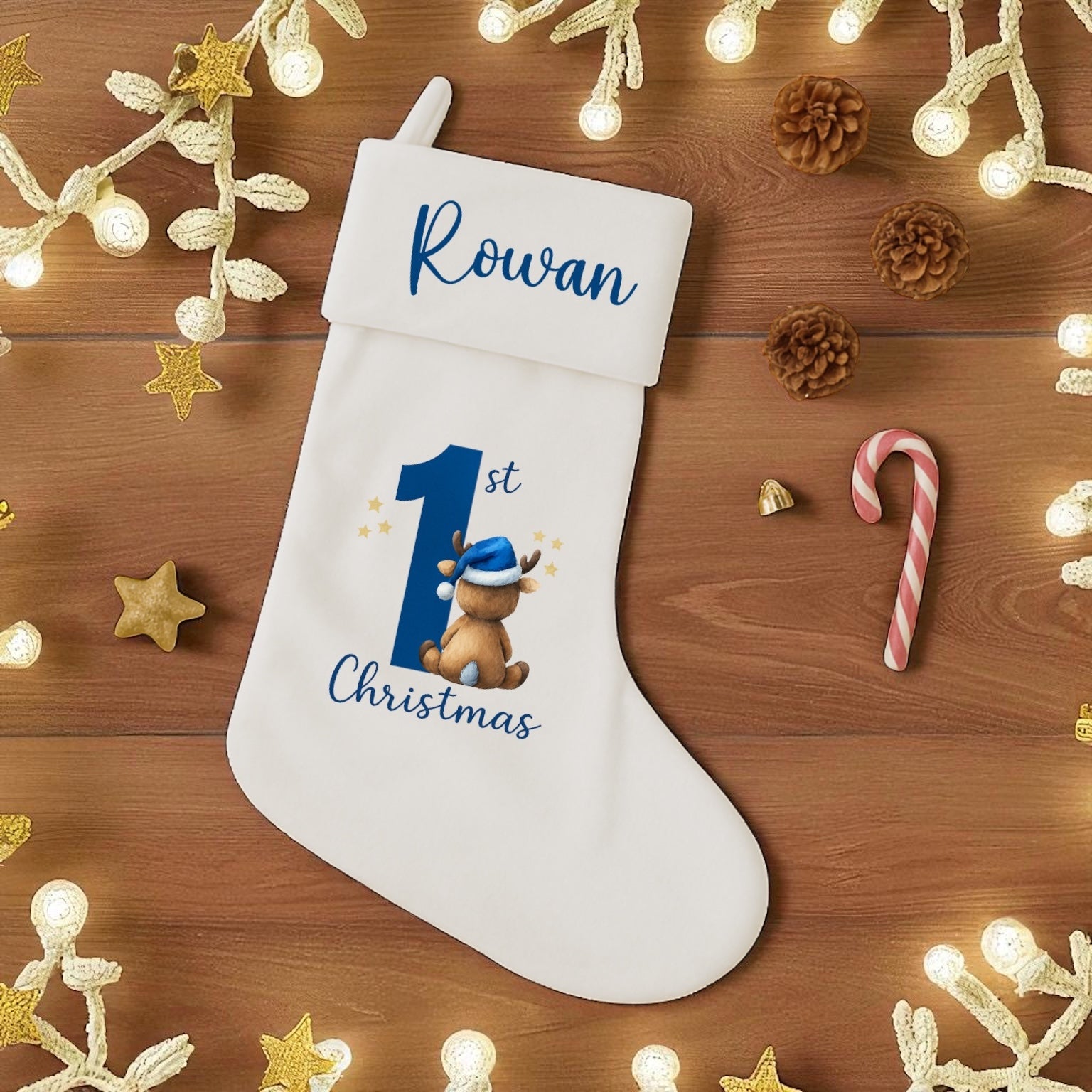 1st Christmas reindeer Stocking-3 colours