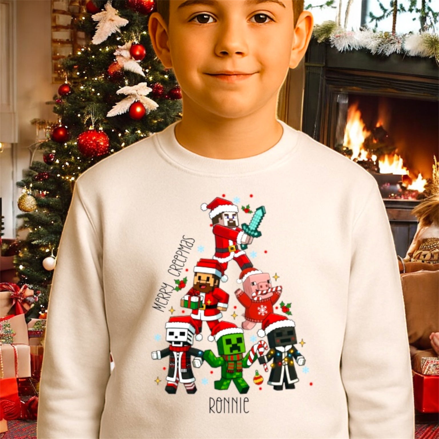 Merry creepermas tree sweatshirt personalised (Copy)