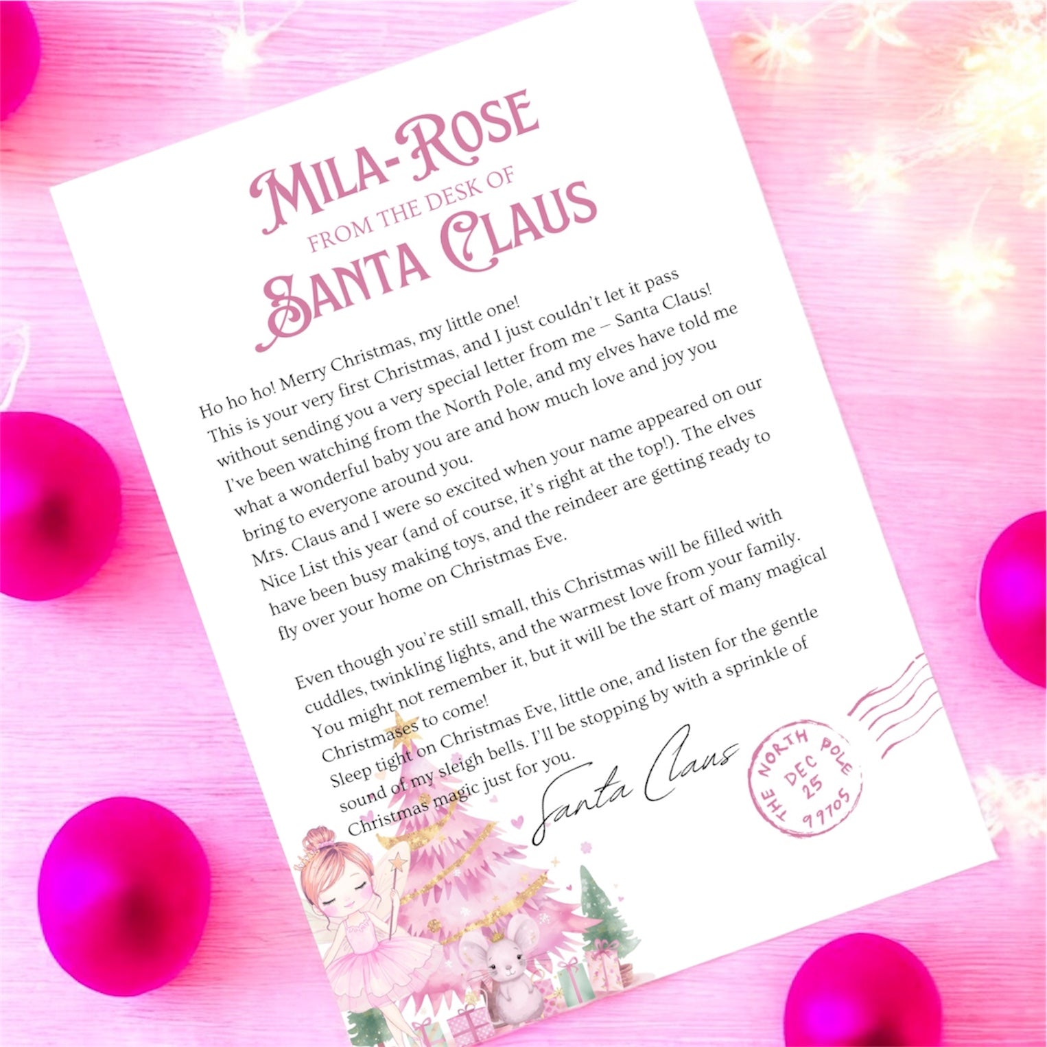 My first letter from Santa fairy theme