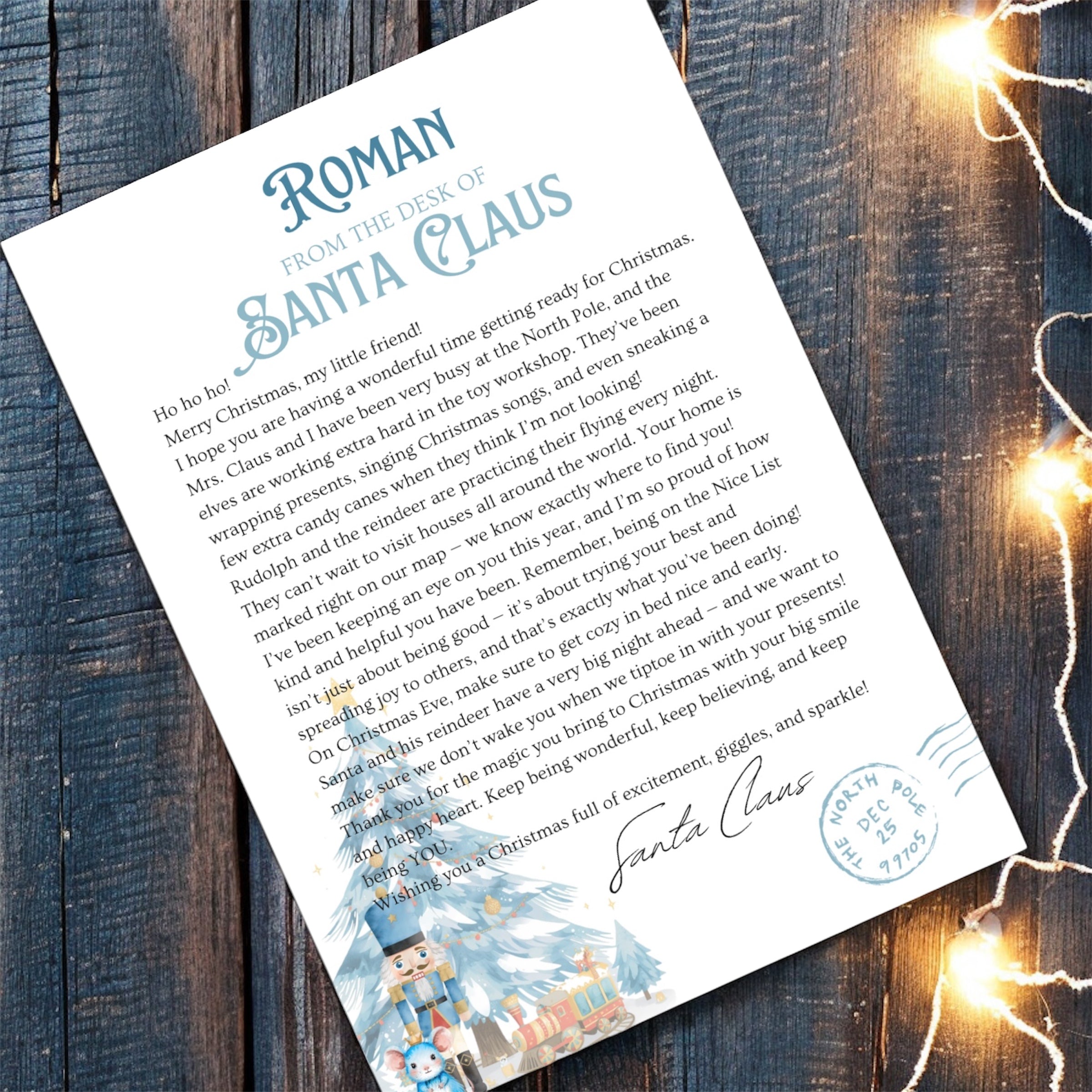 Christmas nutcracker and friends letter from Santa