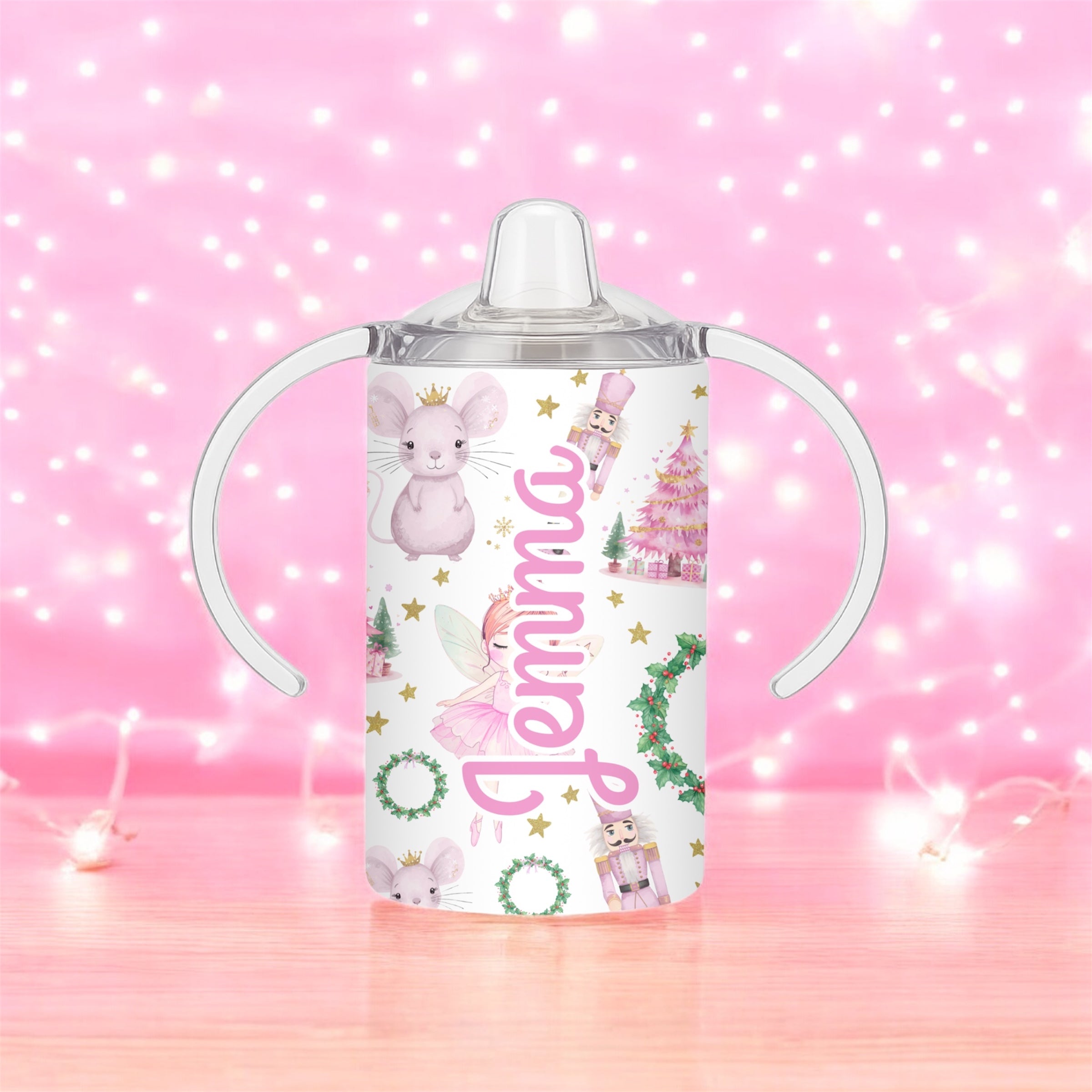 Fairy and friends Christmas 12oz sippy tumbler