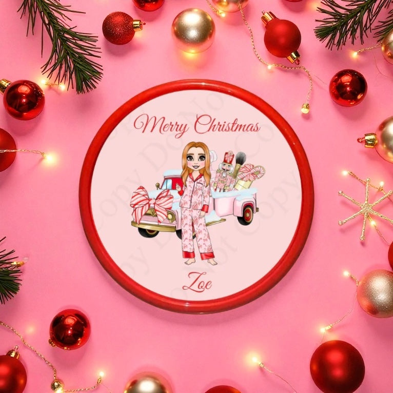 UV Sticker- Girl Red truck Dolly older chocolate tub sticker