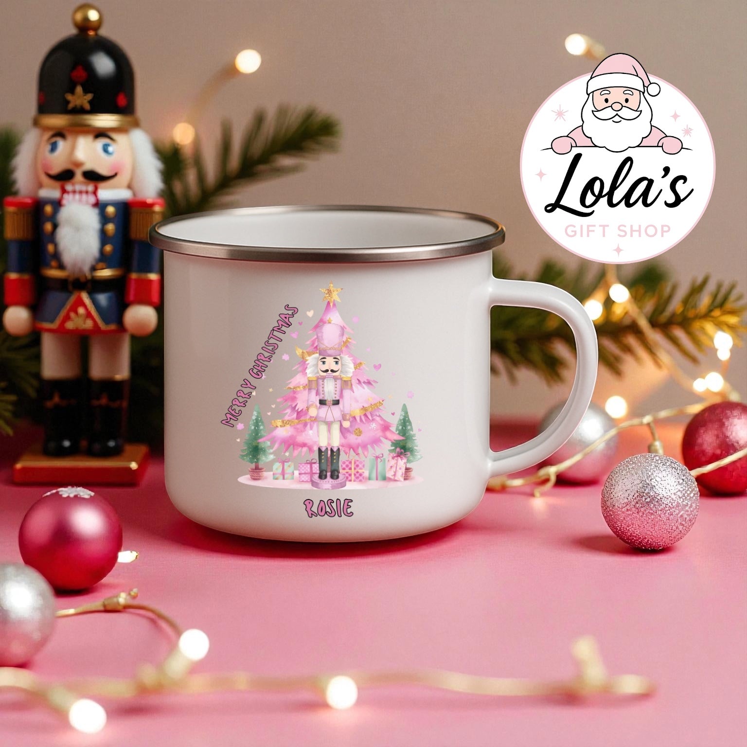 Personalised 6oz nutcracker stainless steel mug