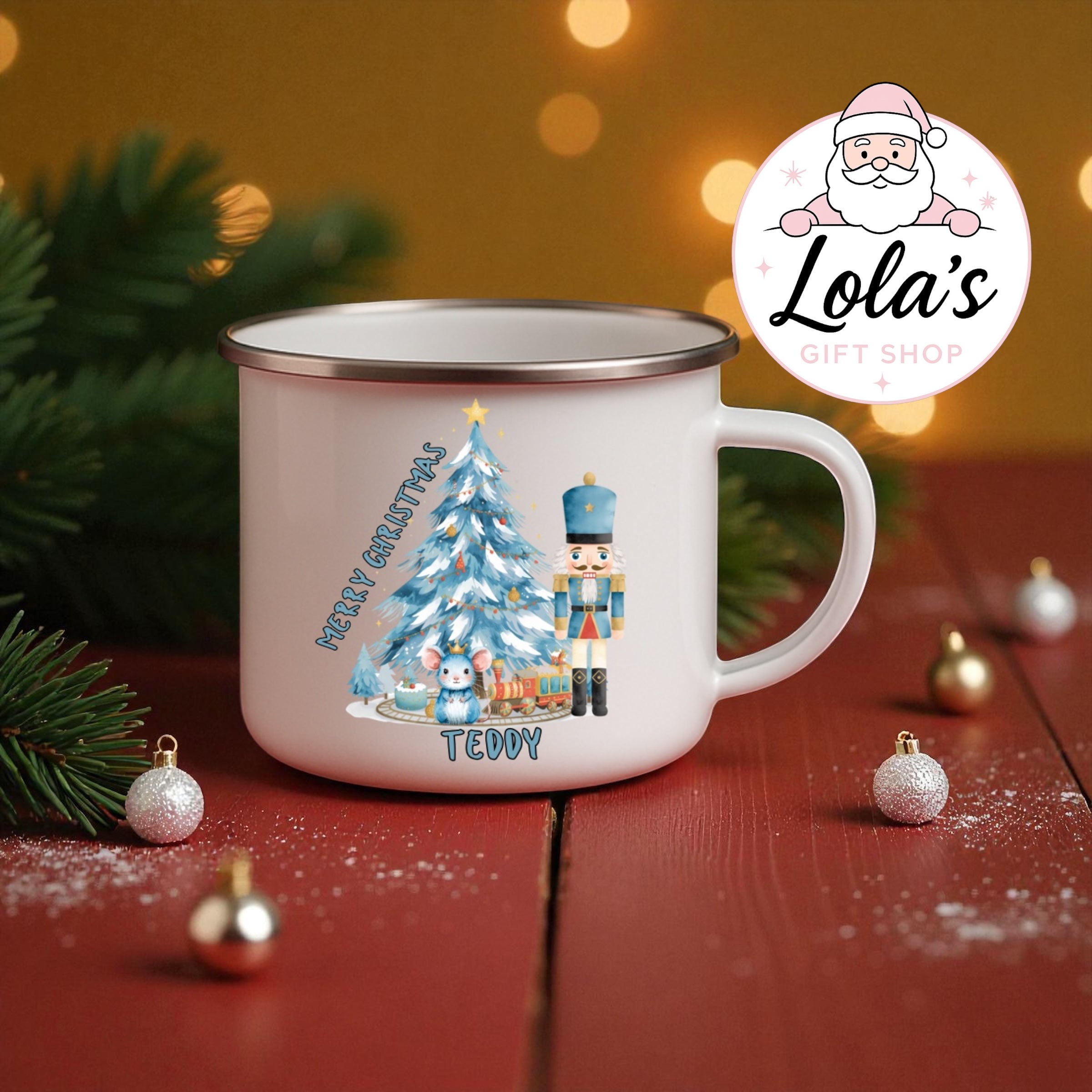 Personalised 6oz blue cracker stainless steel mug