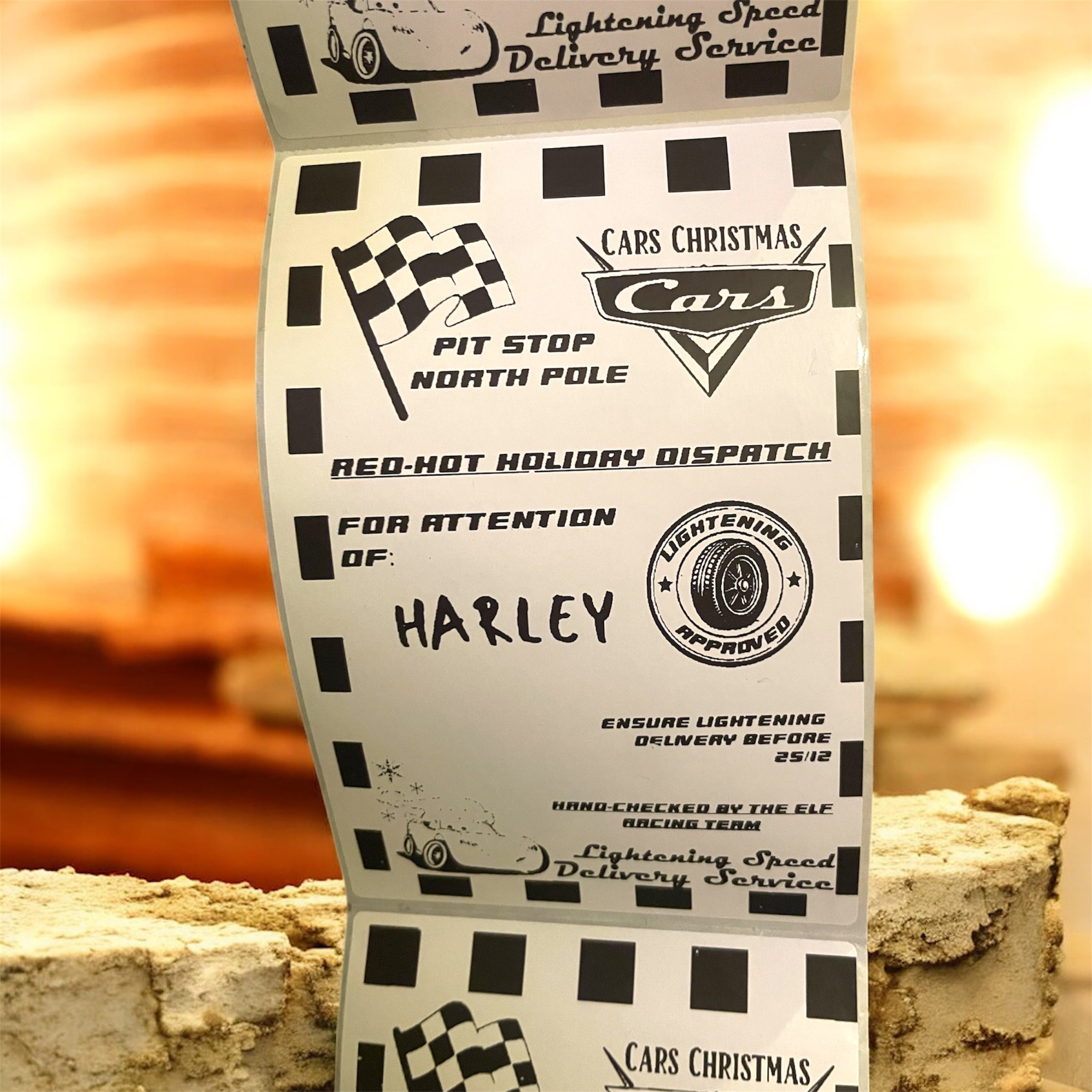 20 personalised Christmas cars labels