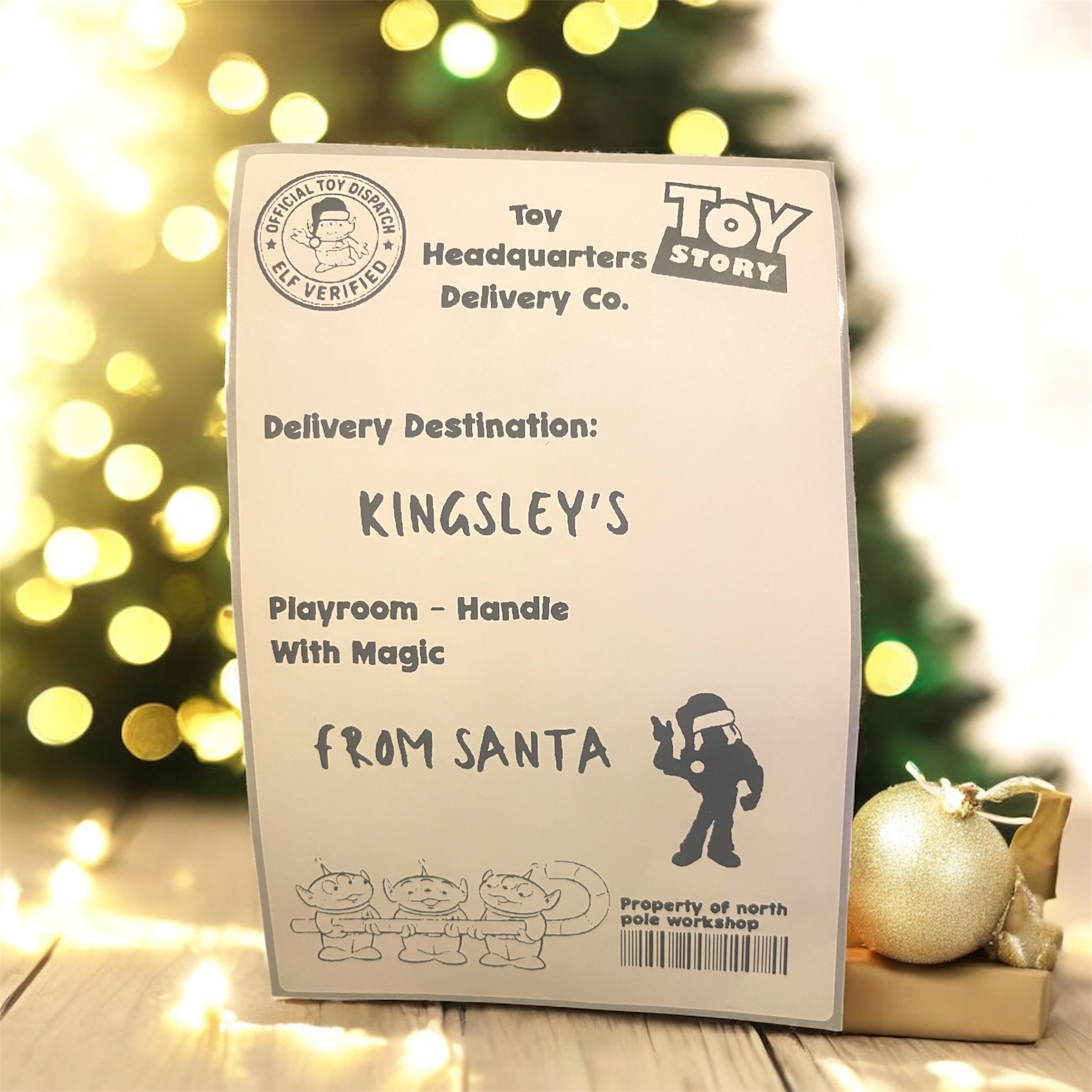 20 personalised Christmas toys labels