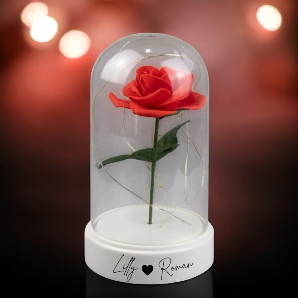 VALENTINE'S LED ROSE CLOCHE 19CM