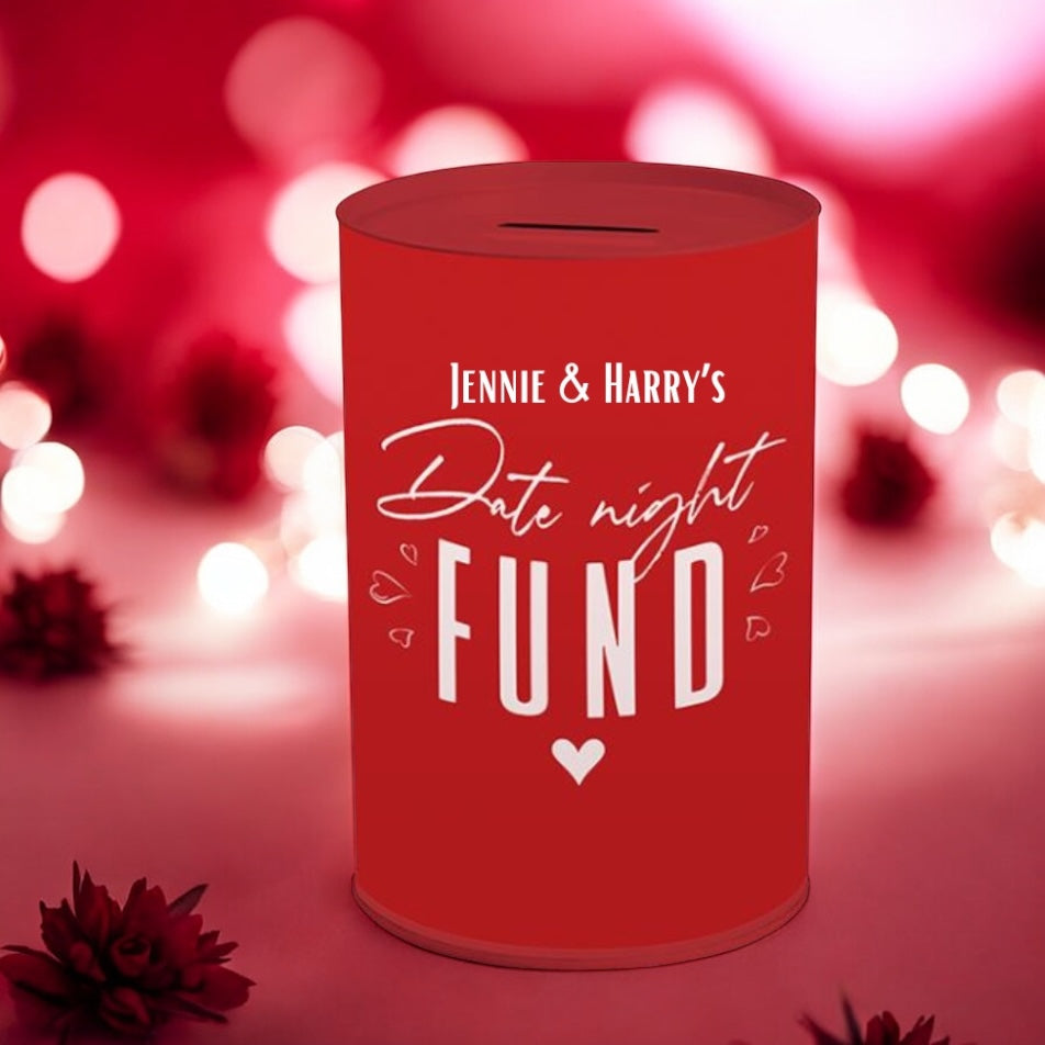 Personalised date night saving tin