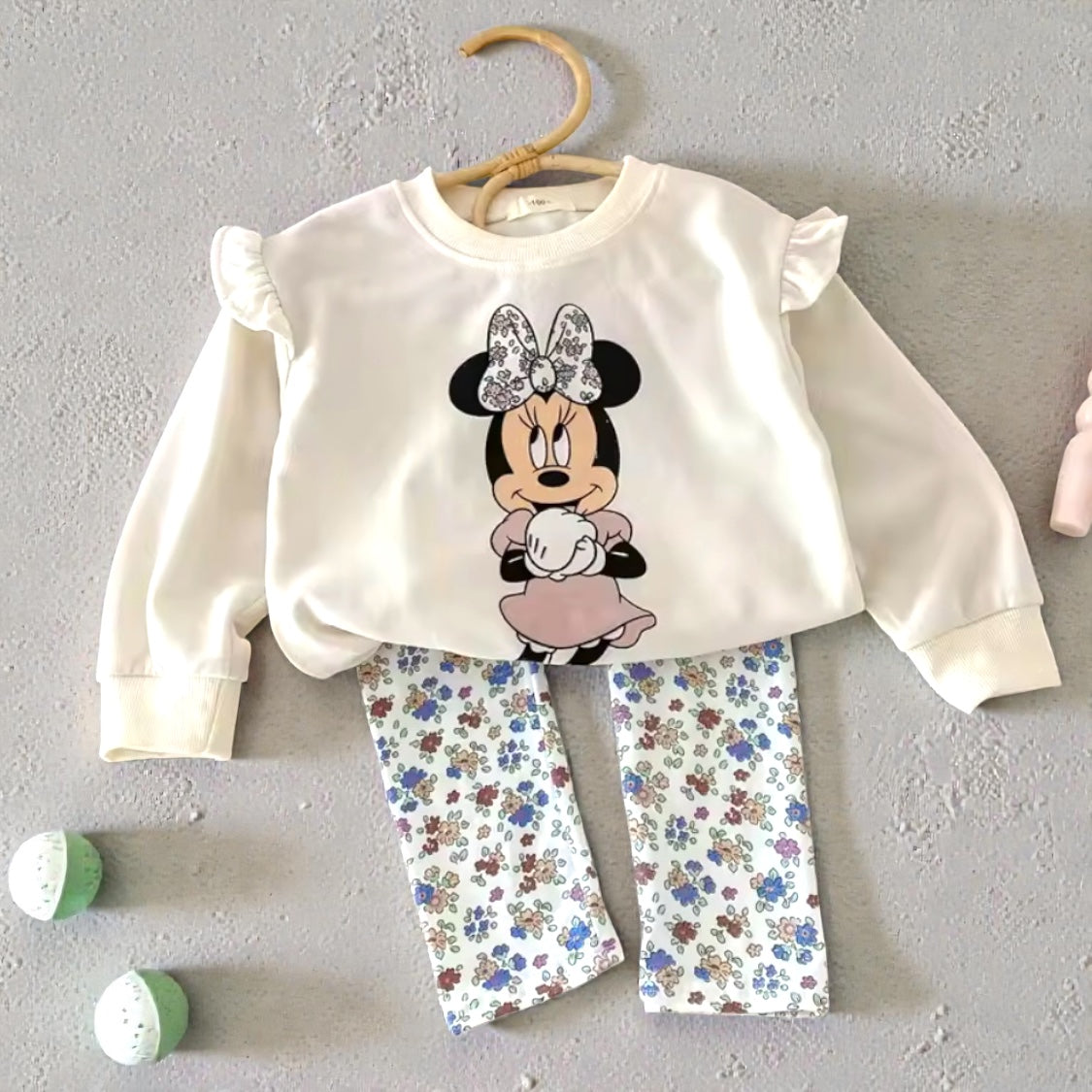 Mouse floral leggings and sweatshirt