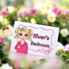 Bright pink girl dolly bedroom door plaque