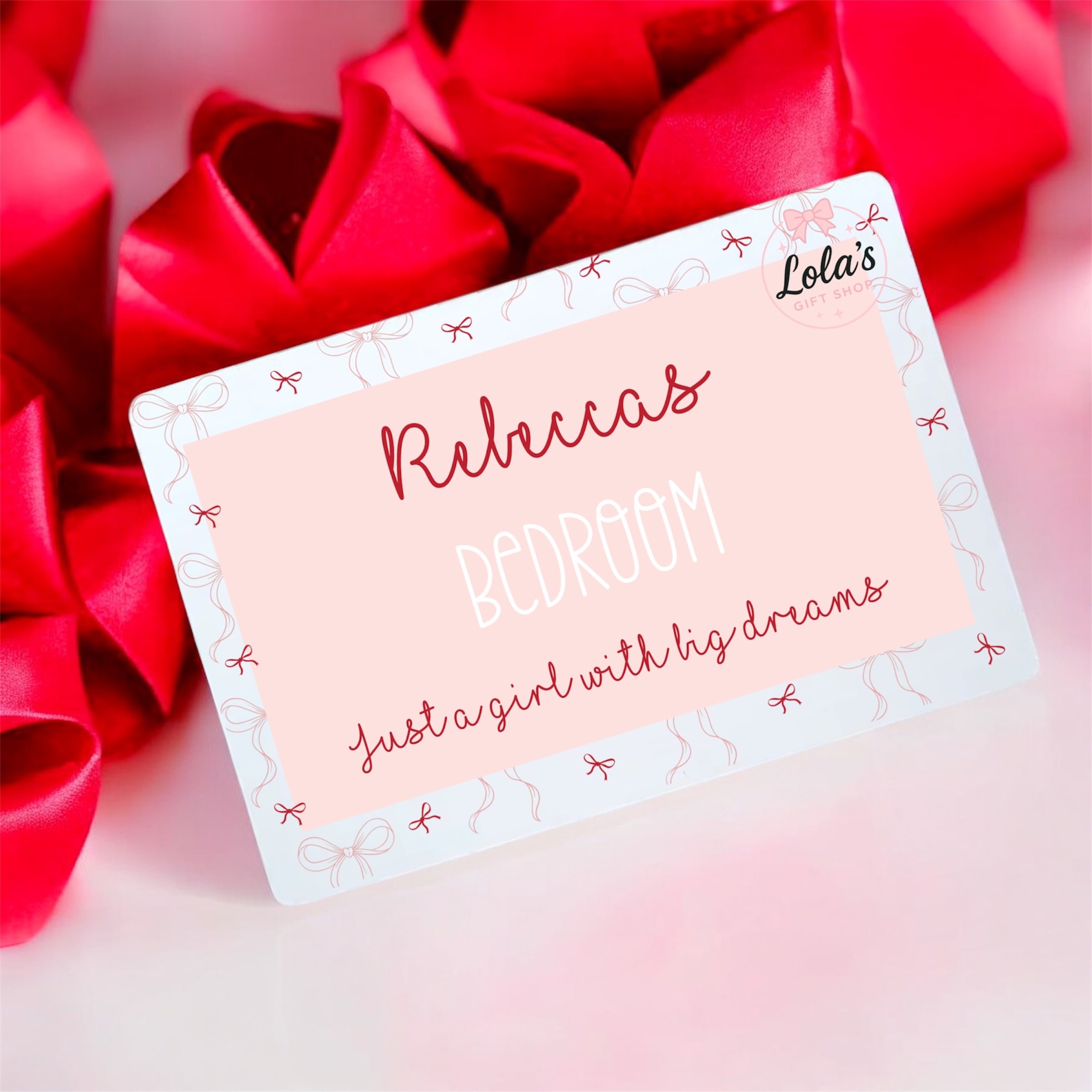 Bows bedroom door plaque