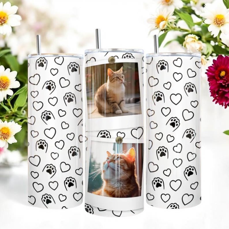 Photo upload 20oz cat tumbler