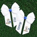 Scottish unicorn hair bow white bright blue