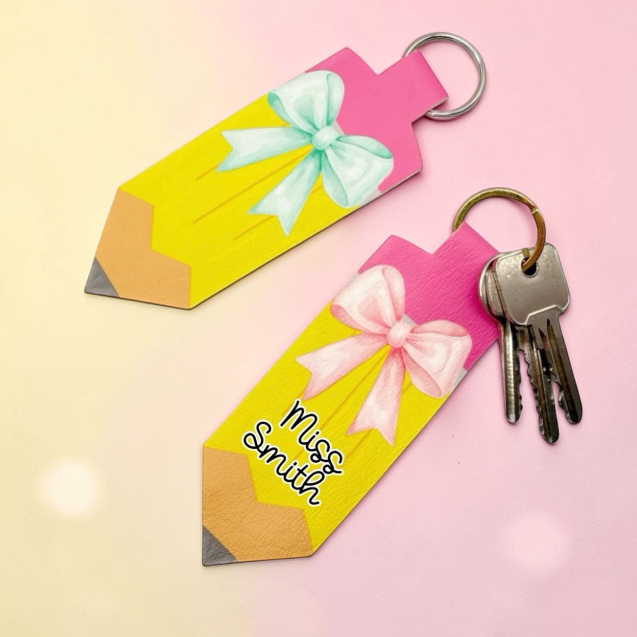 Personalised leatherette teachers Keyring