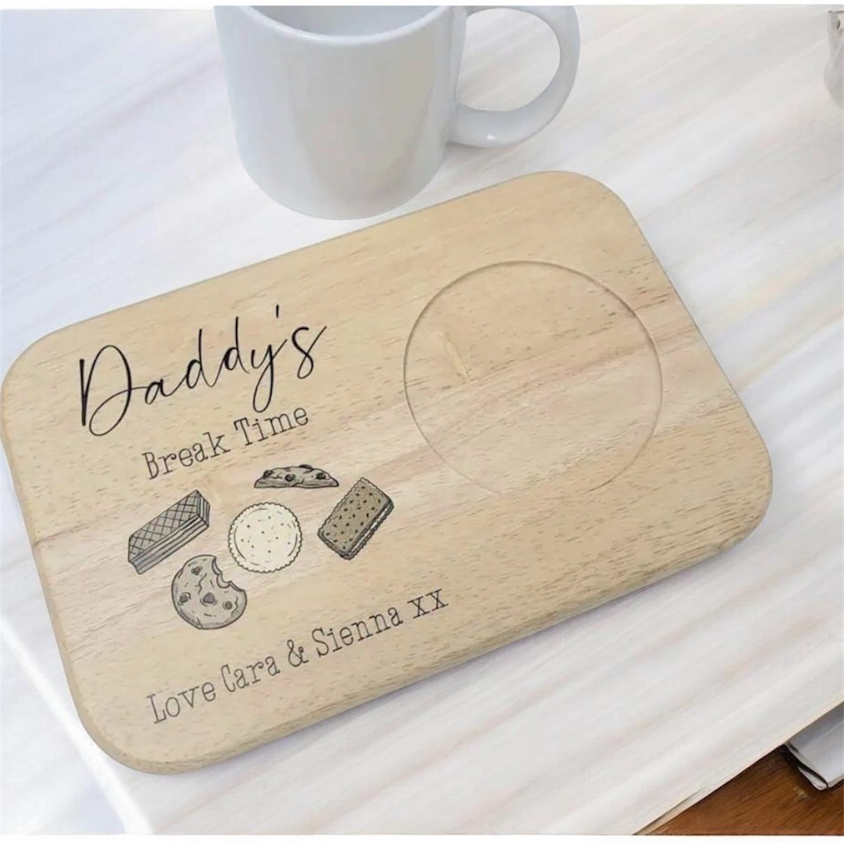Wooden tea and biscuits board