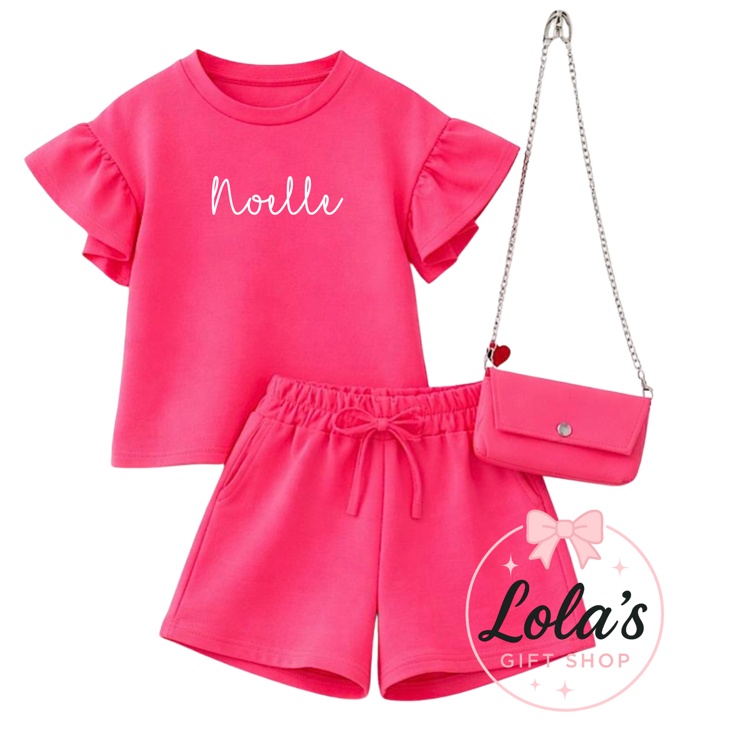 Personalised 3pc frill short set