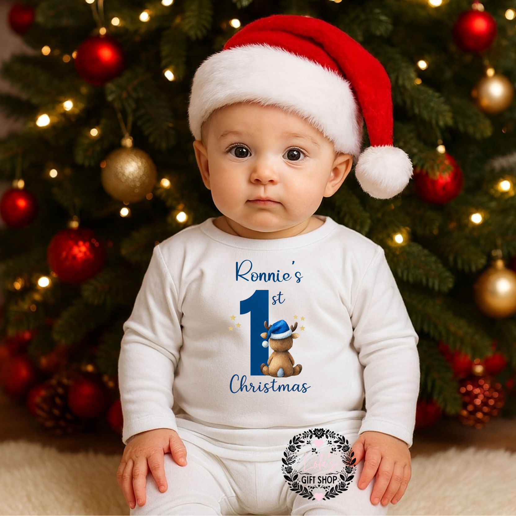 First Christmas reindeer pyjamas