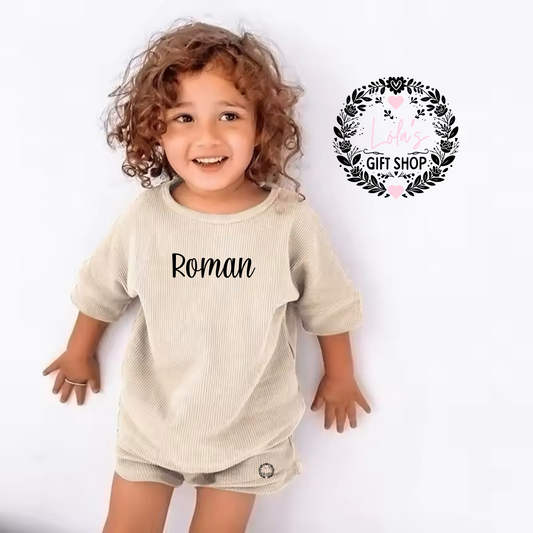 Ribbed personalised shorts set infants