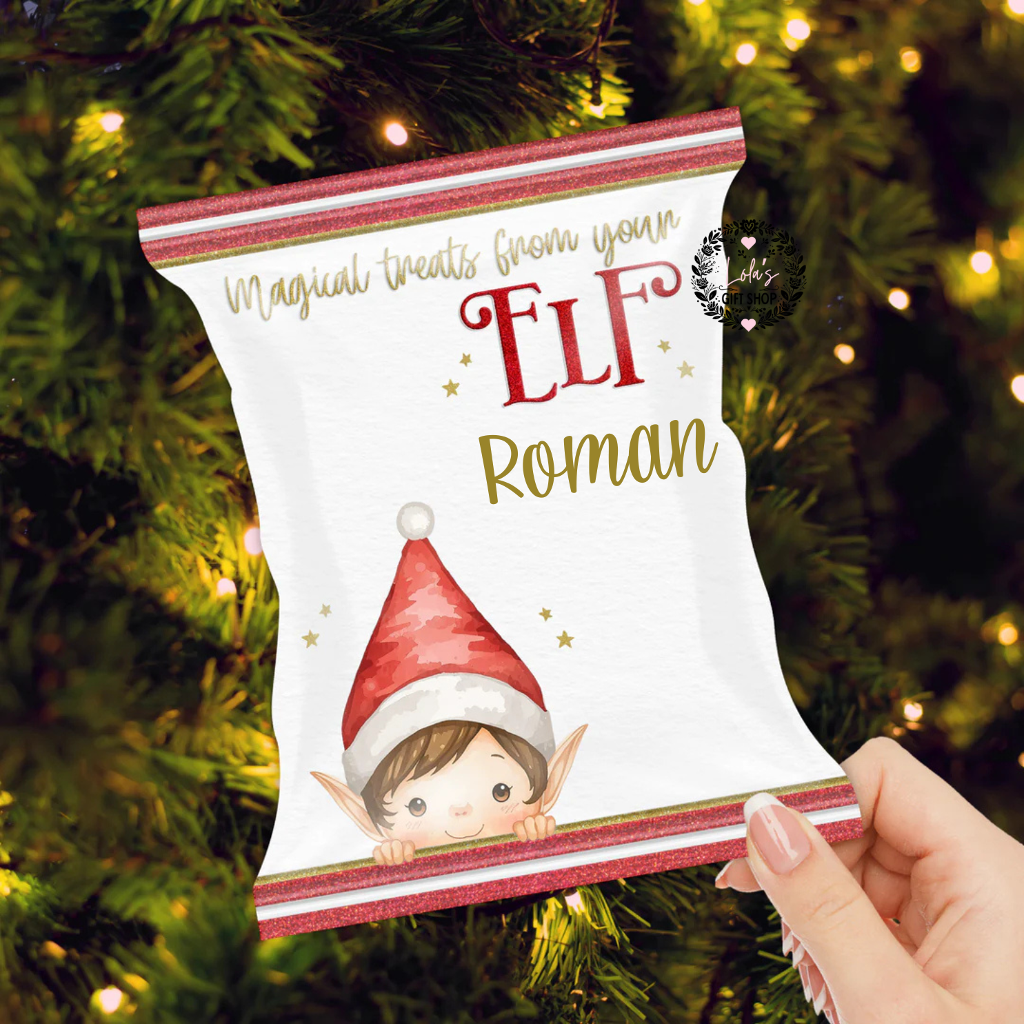 New style filled elf treats packet
