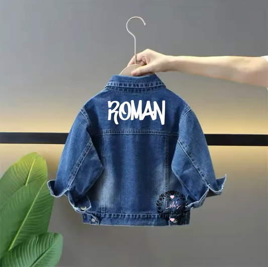 Personalised Blue unisex denim style jacket