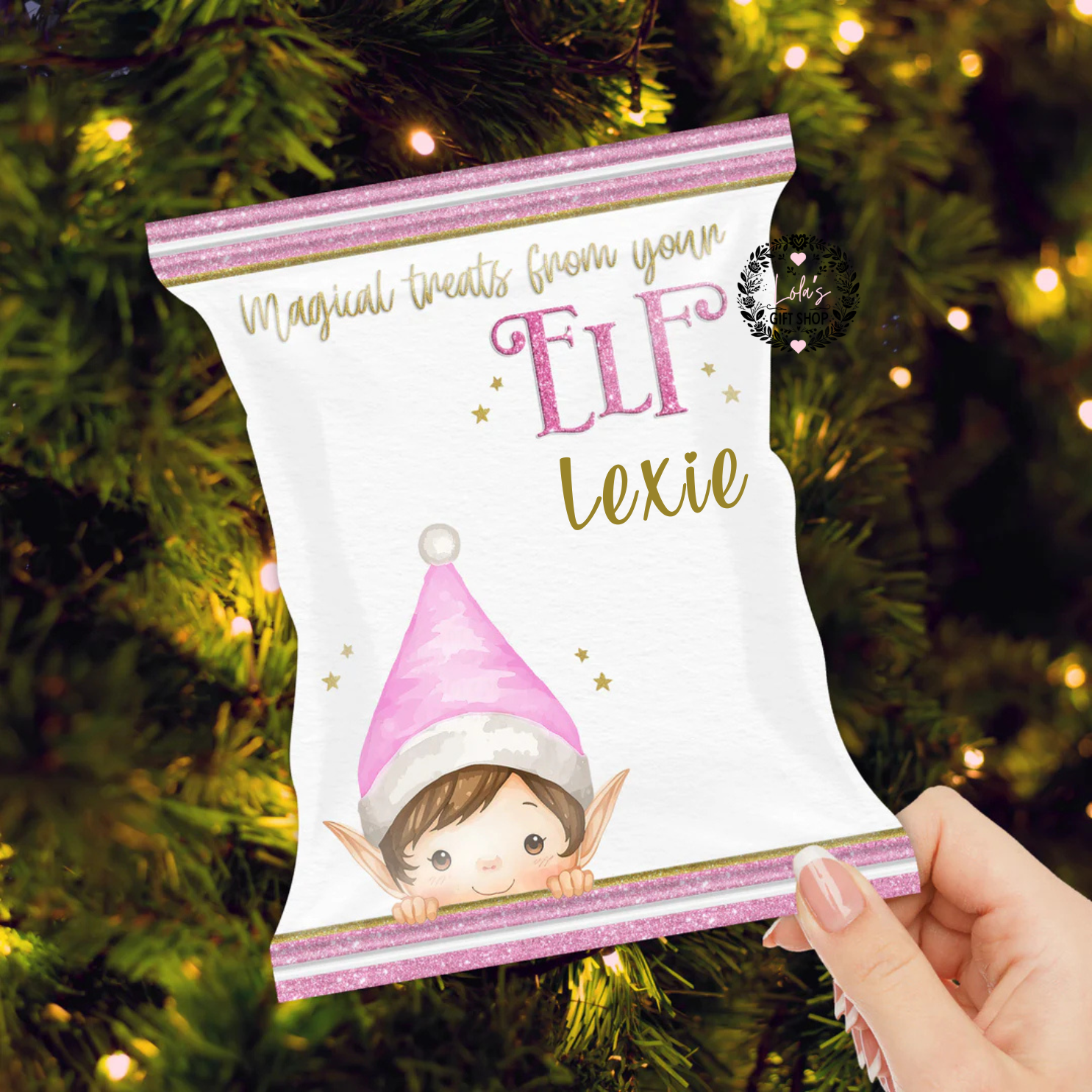 New style filled elf treats packet
