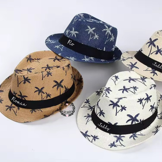 Boys printed straw hats
