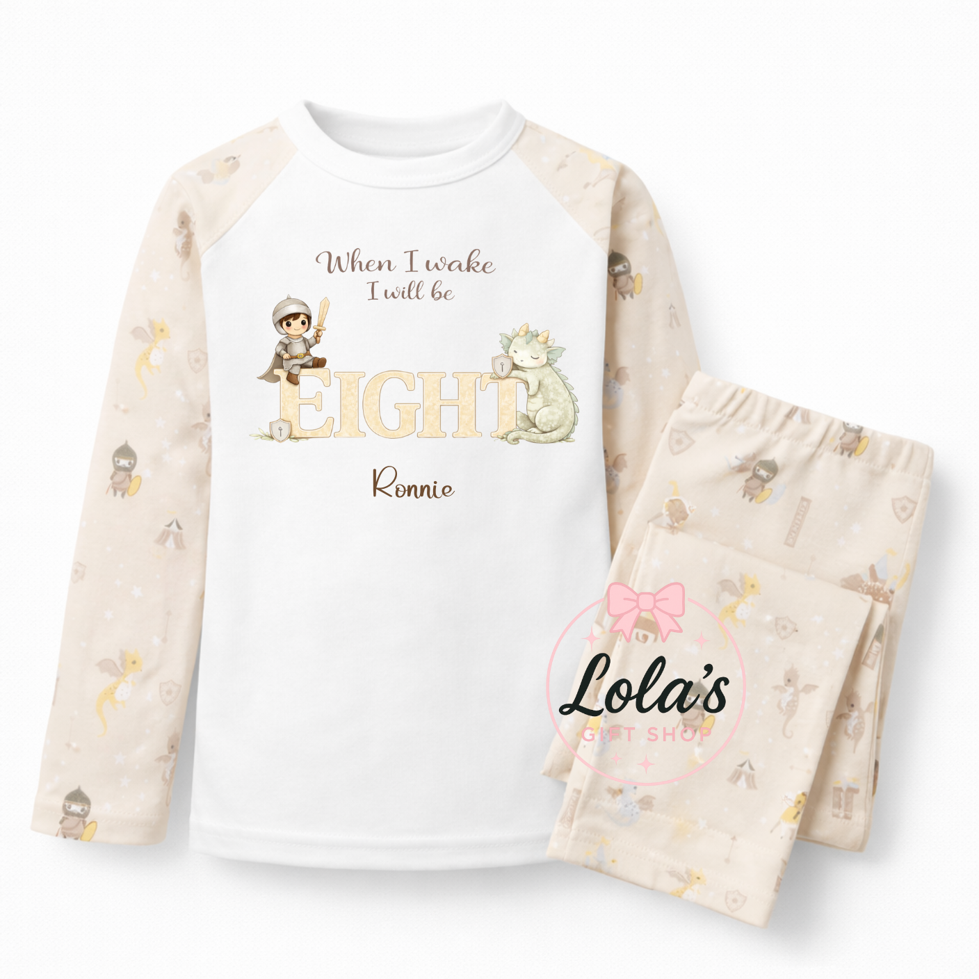 When I wake knight and dragon birthday pyjamas