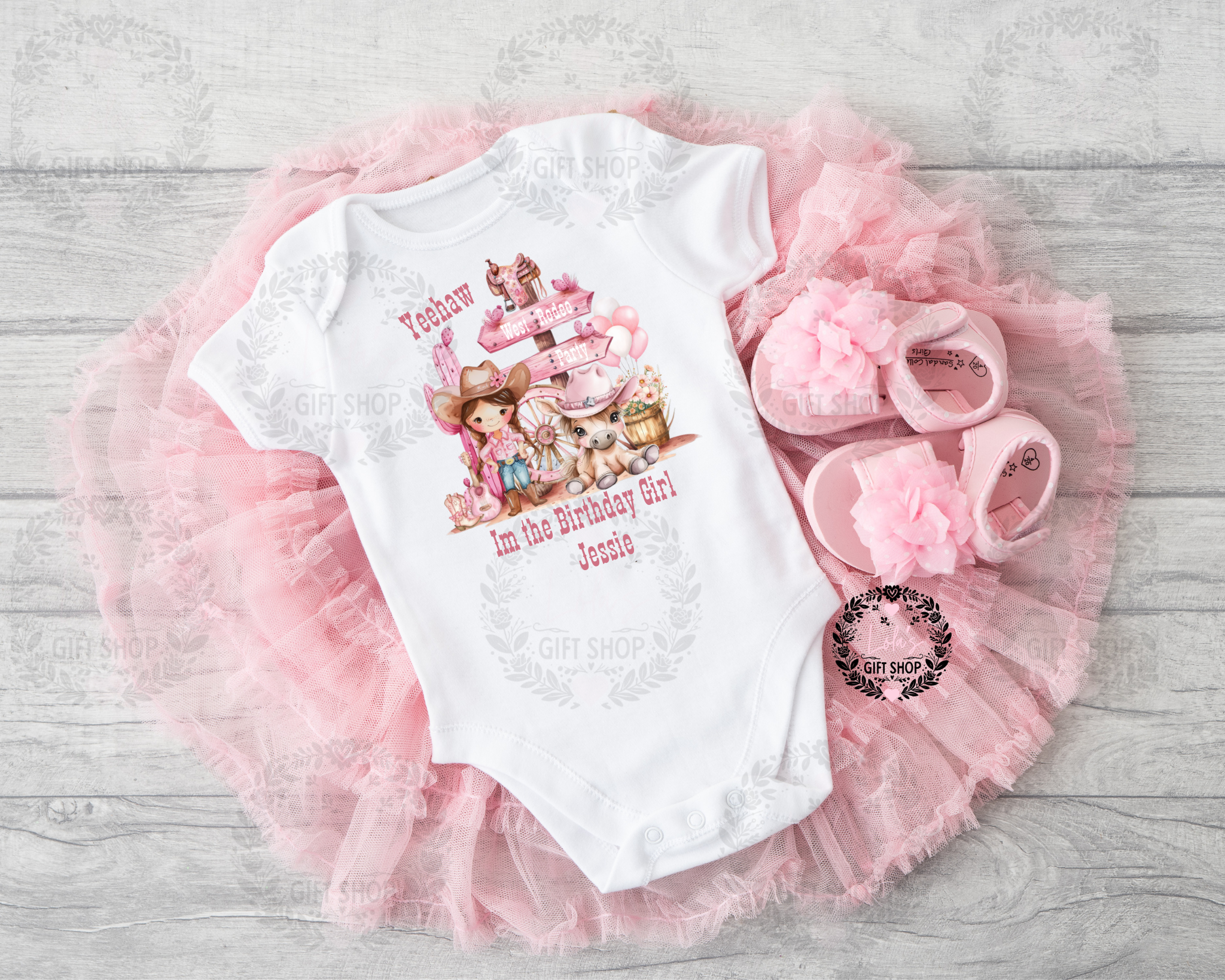 Yeehaw birthday girl vest/baby grow