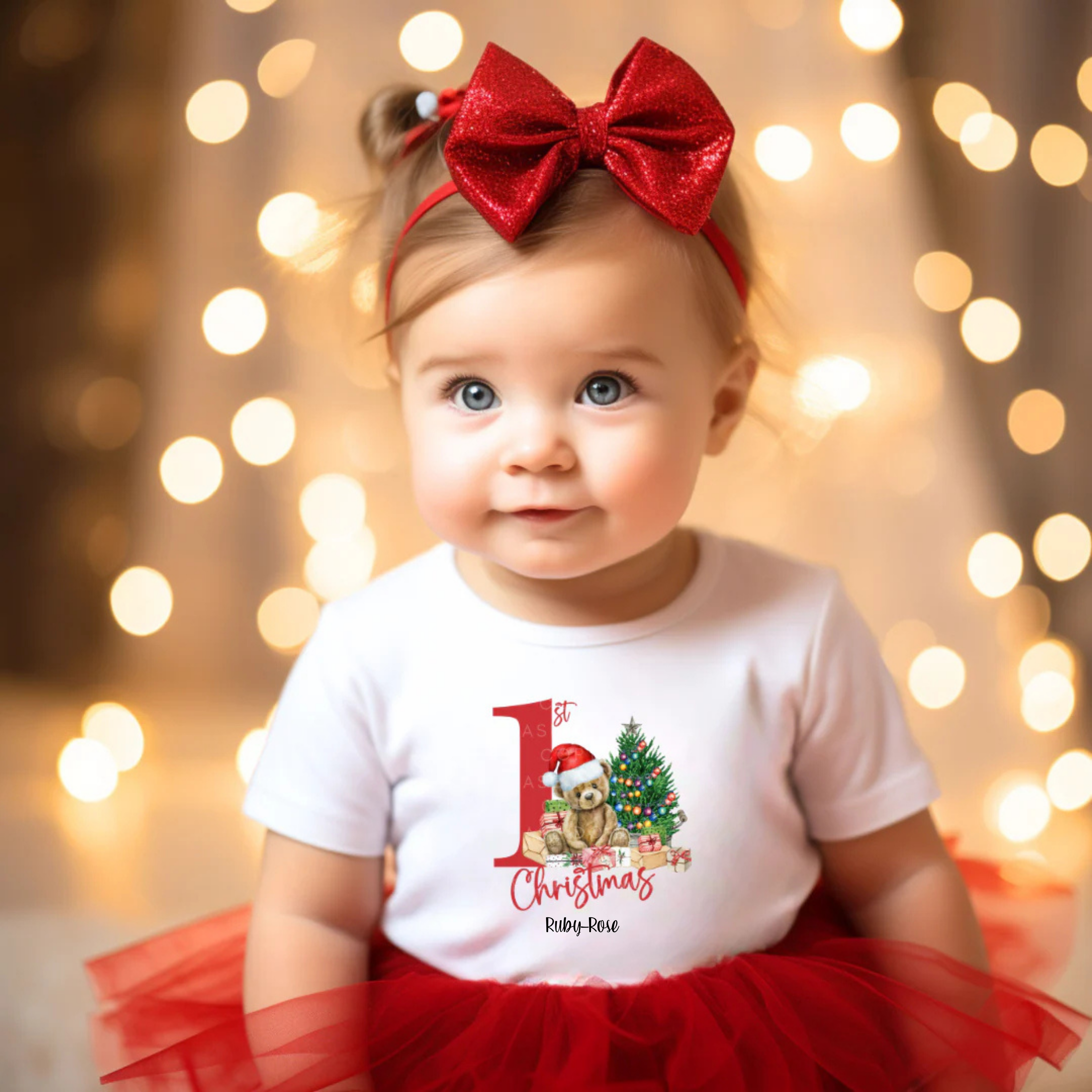My first Christmas bear print baby tshirt
