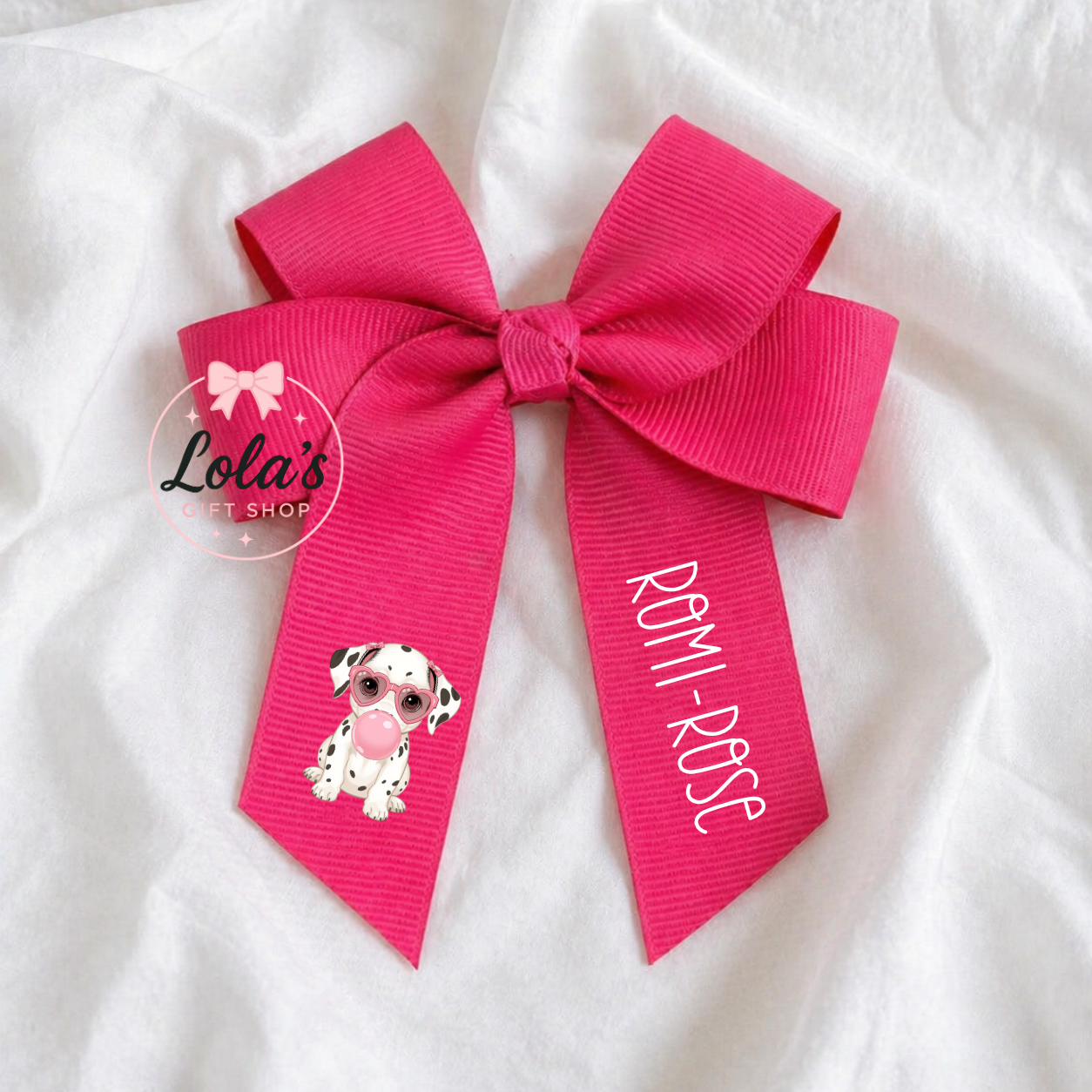 Dalmatian bubble gum 4” hair bow