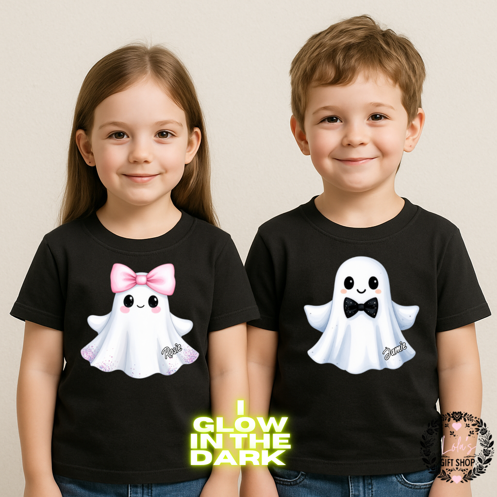 Glow in the dark ghost personalised T-shirts
