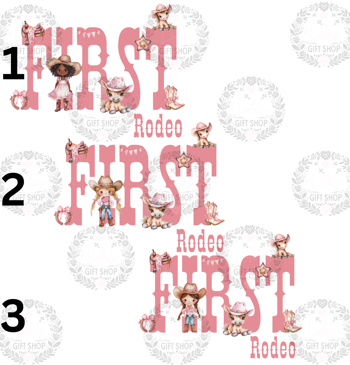 First rodeo pjs/romper pink/blue