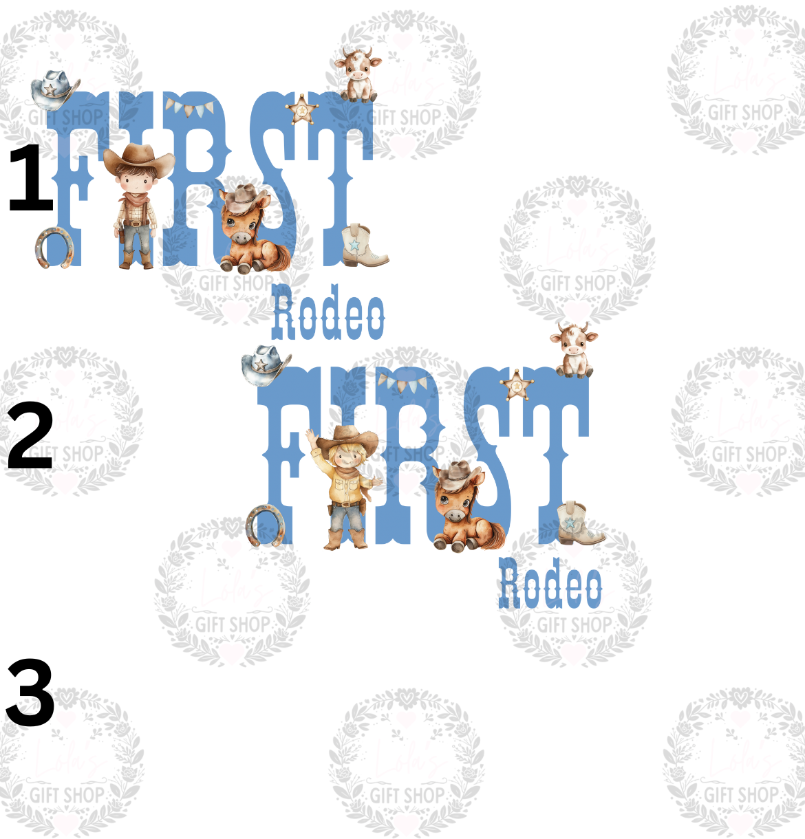 First rodeo pjs/romper pink/blue