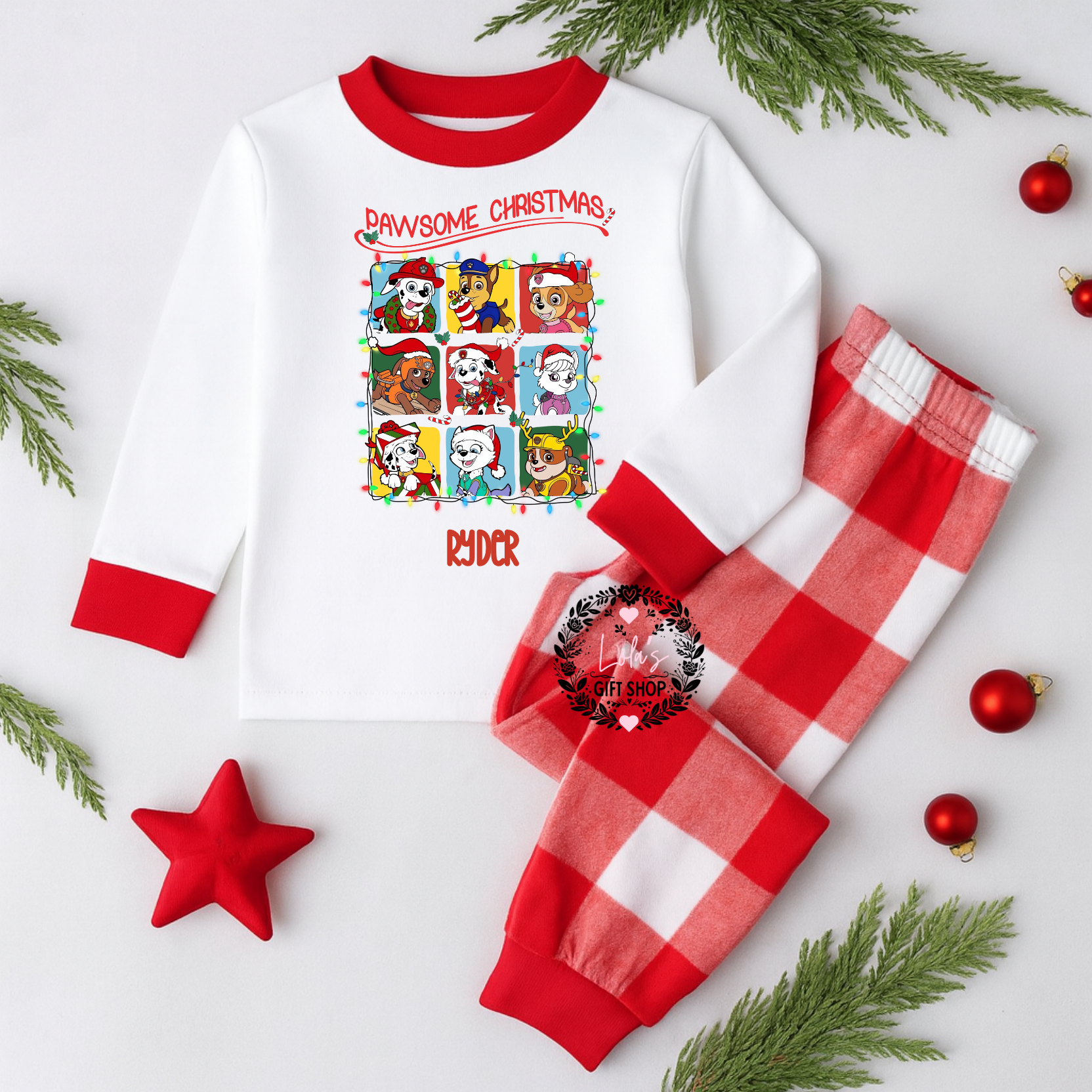 Personalised pawsome Christmas pyjamas