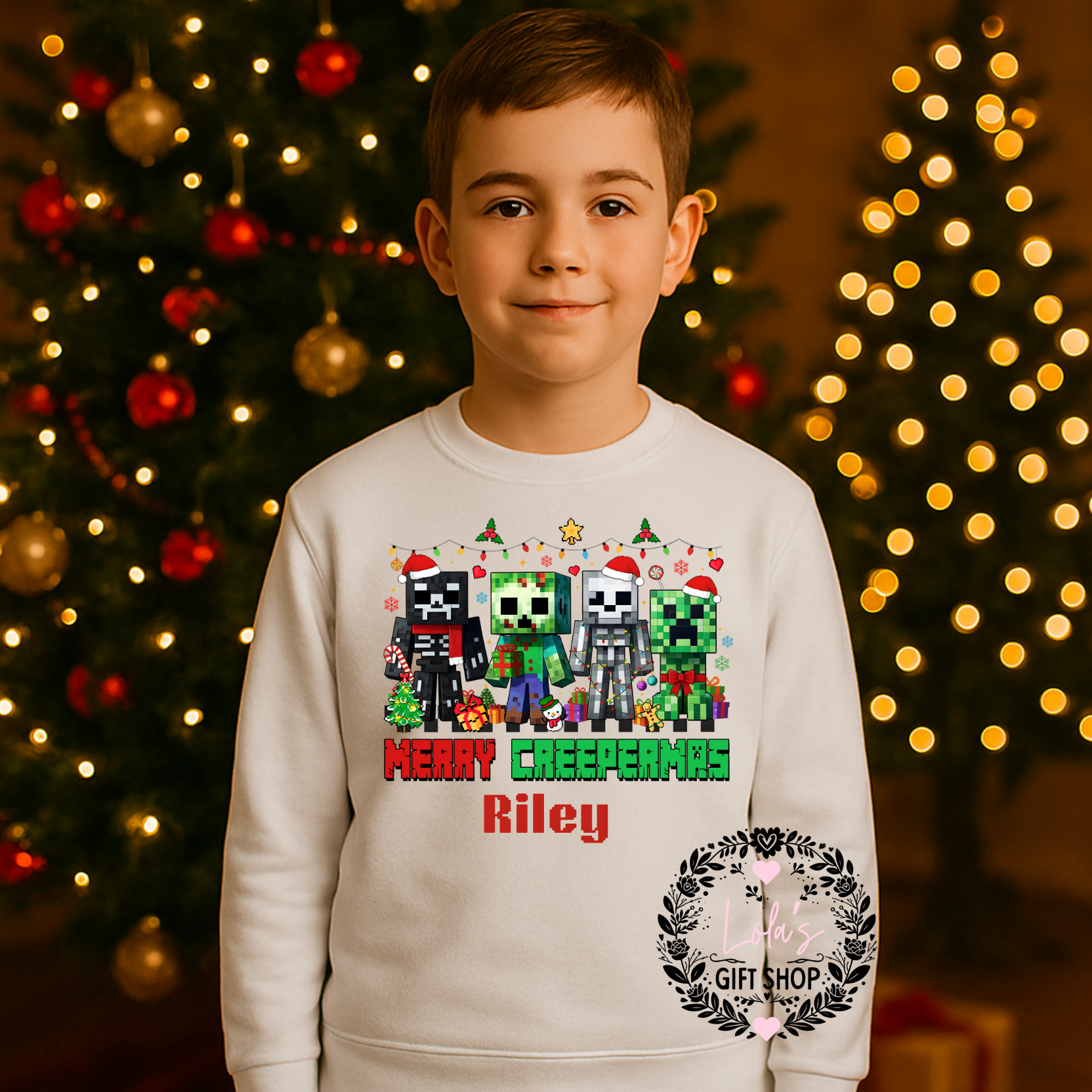 Kids Merry creepermas sweatshirt personalised