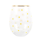 All Over Daisy Print Stemless Wine Glass