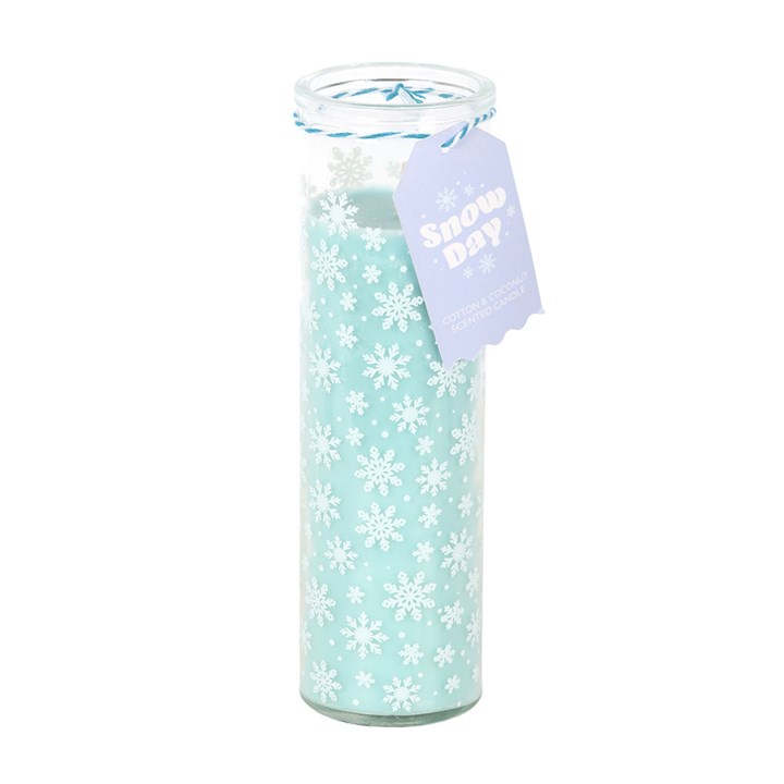 Snow Day Snowflake Print Cotton & Coconut Tube Candle