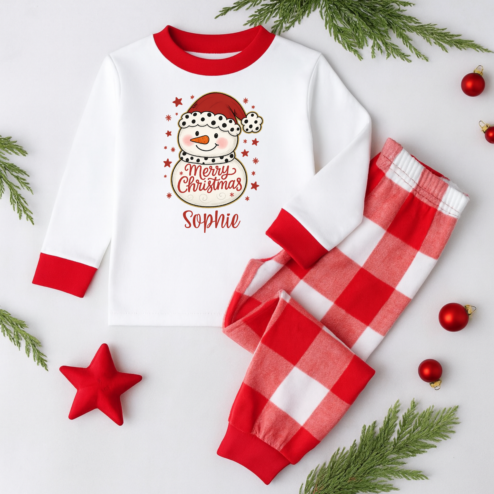 Merry Christmas snowman pyjamas