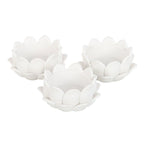 Set of 3 White Lotus Flower Tealight Holders