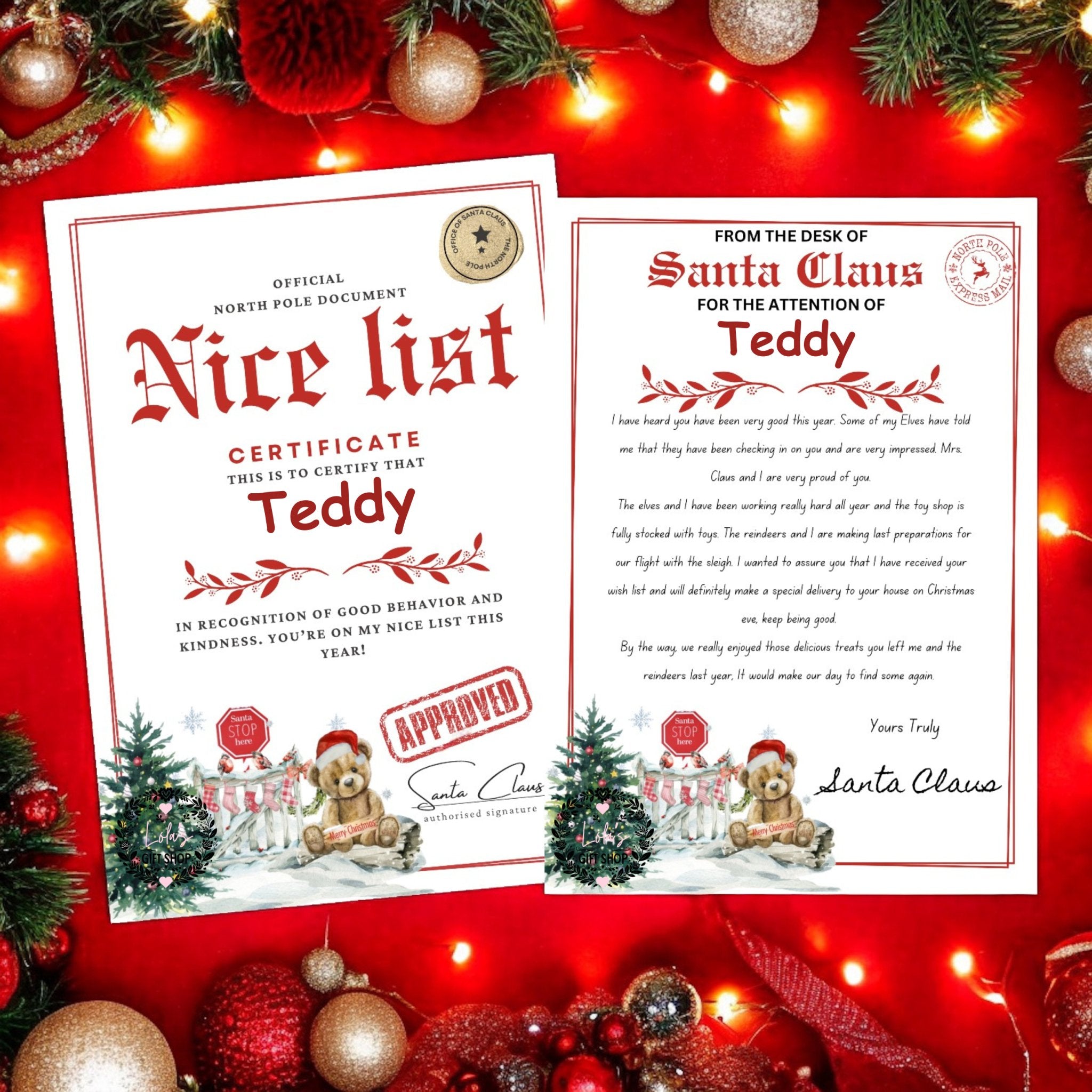 Merry christmas personalised nice list and letter a4 - Lola’s gift shop <3Merry christmas personalised nice list and letter a4Lola’s gift shop <3