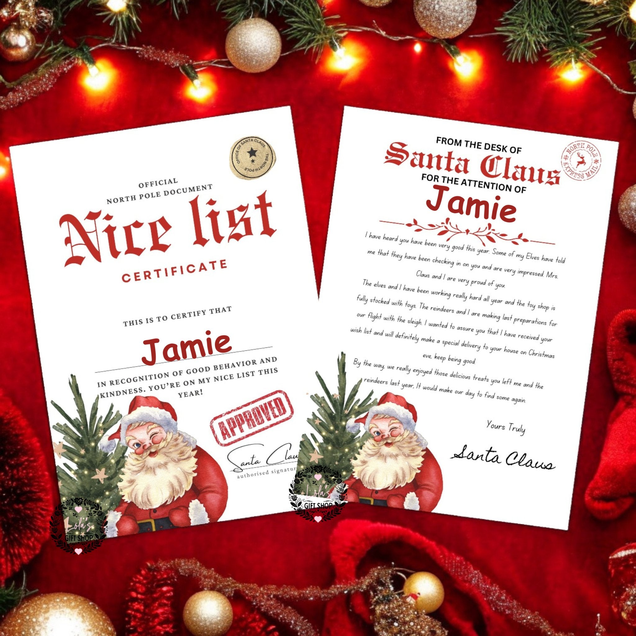 Santa personalised nice list and letter a4 - Lola’s gift shop <3Santa personalised nice list and letter a4Lola’s gift shop <3
