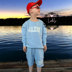 Personalised varsity shorts and sweatshirt sets